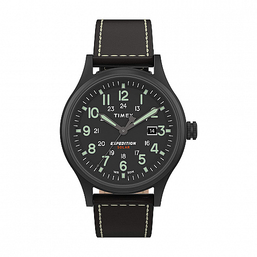 Expedition® Scout Solar 40mm Leather Strap - Black